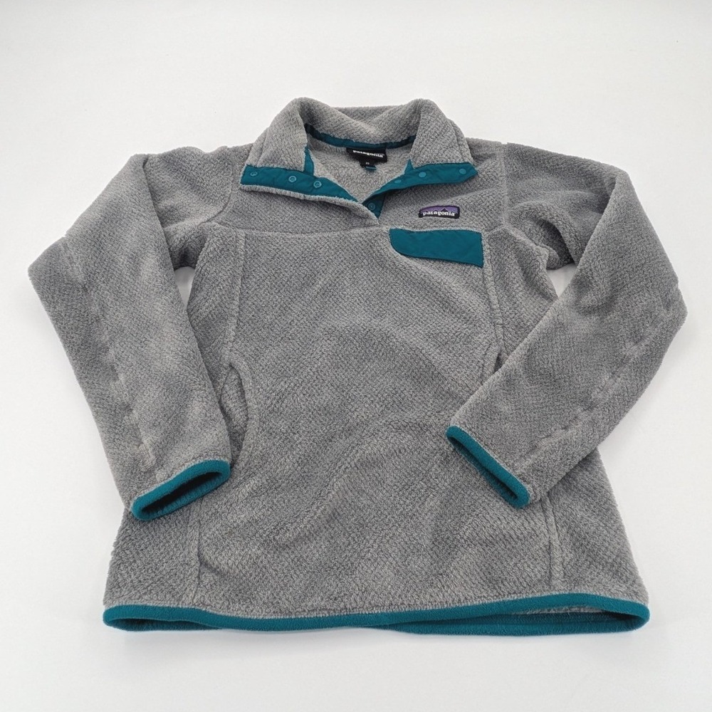 PATAGONIA Women's Re-Tool Snap-T Fleece Pullover‎ Gray Teal XS EUC STY 25442